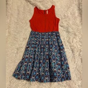 Xhilaration Red and Blue Patterned Juniors Dress